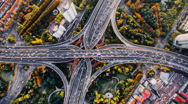 Photo of busy Shanghai interchange in China