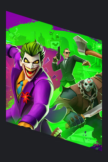 Key art for MultiVersus featuring The Joker, Agent Smith, and Jason Voorhees.