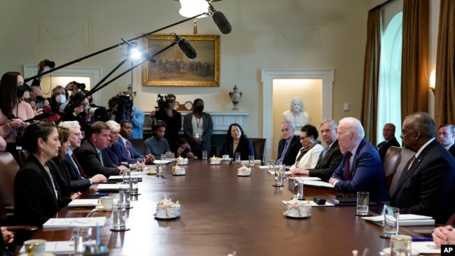 FILE - President Joe Biden speaks during a Cabinet meeting in the Cabinet Room of the White House in Washington, March 3, 2022.