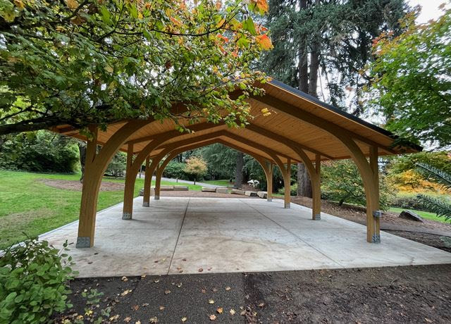 The new picnic shelter at George Rogers Park, 2023