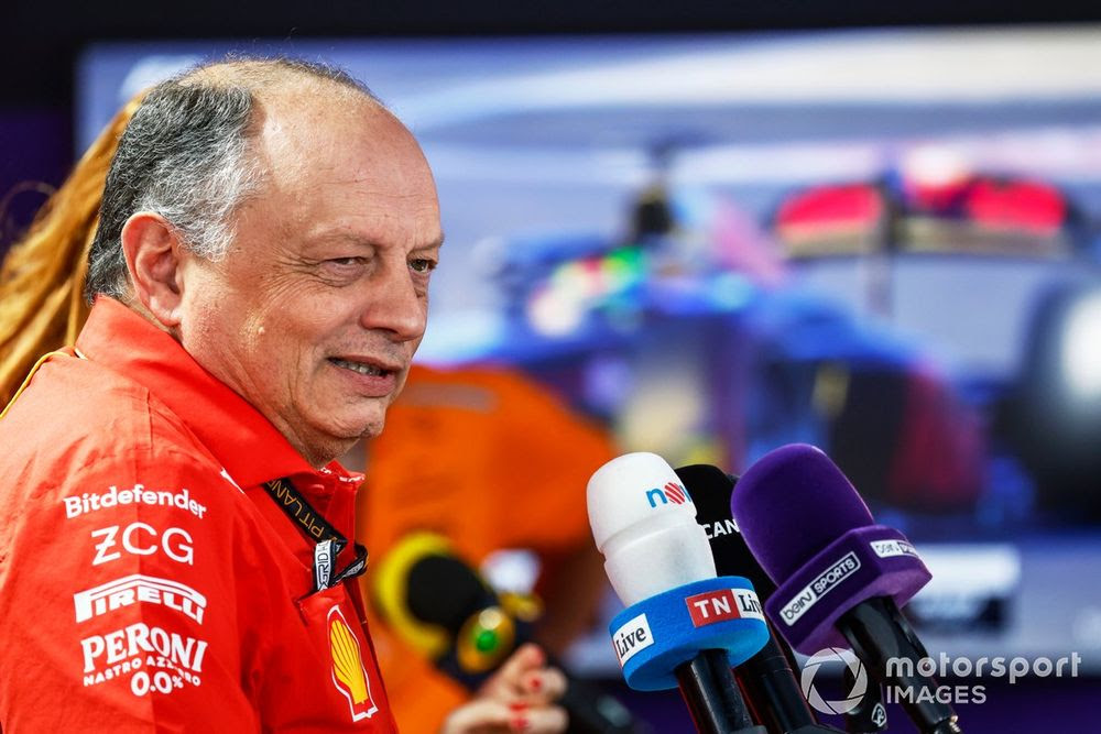 Frederic Vasseur, Team Principal and General Manager, Scuderia Ferrari, talks to the press 