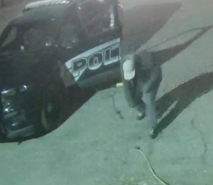 Image of burglary suspect outside Blanca Police Car 