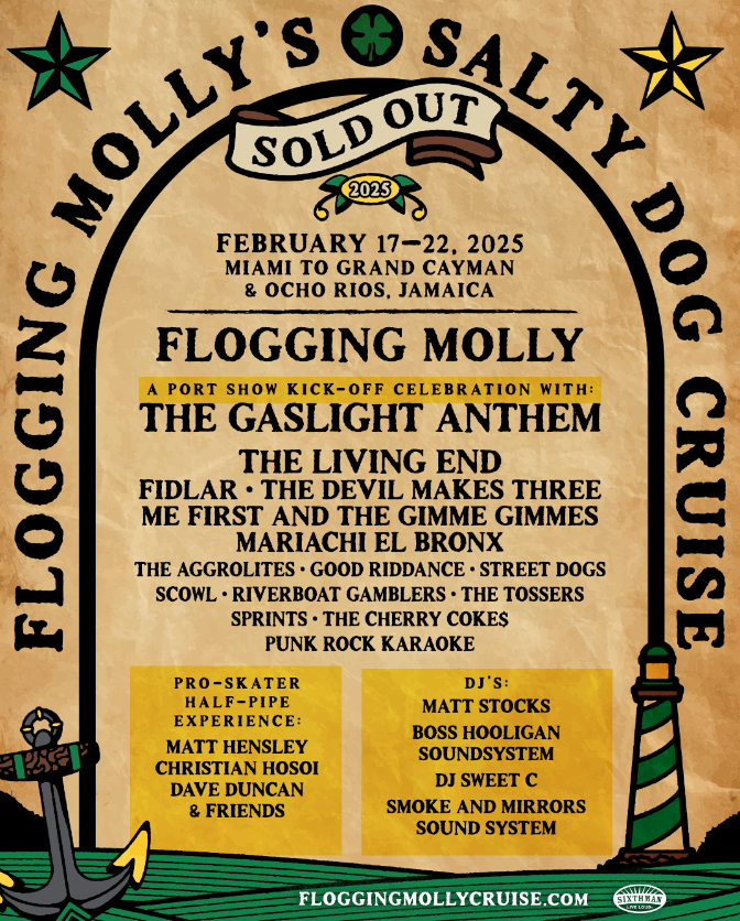 Flogging Molly’s Salty Dog Cruise Announces 2025 Lineup Featuring The Gaslight Anthem, FIDLAR