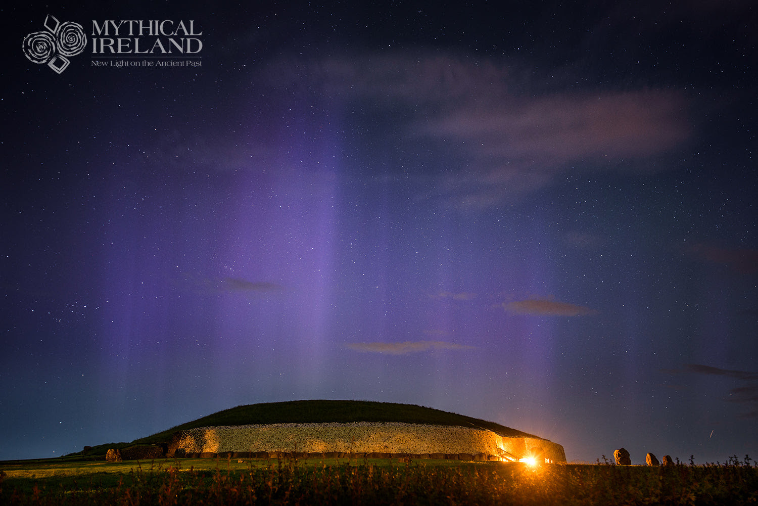Aurora borealis over Newgrange