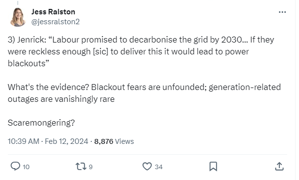 Figure 1 - Jess Ralston Blackout Fears Unfounded Post on X