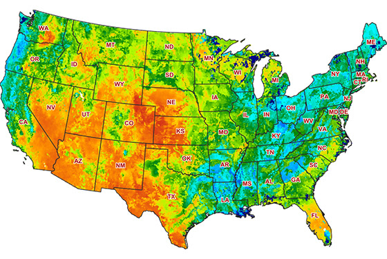 image of precipitation data over the U.S.