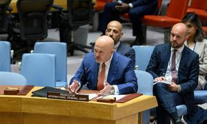 Karim Khan, fiscal de la Corte Penal Internacional (CPI), informa a los miembros del Consejo de Seguridad de la ONU.