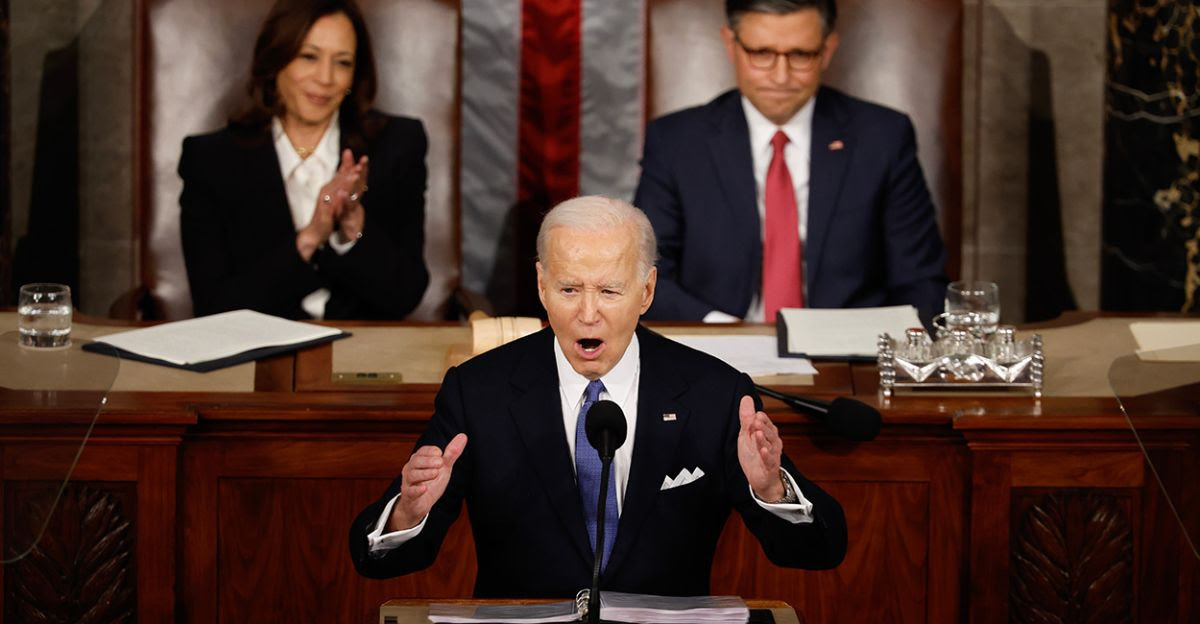 Photo of Joe Biden giving the 2024 State of the Union address.