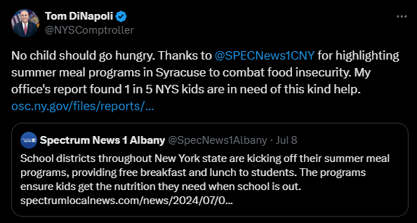 Spectrum News Meal Program for Children Tweet