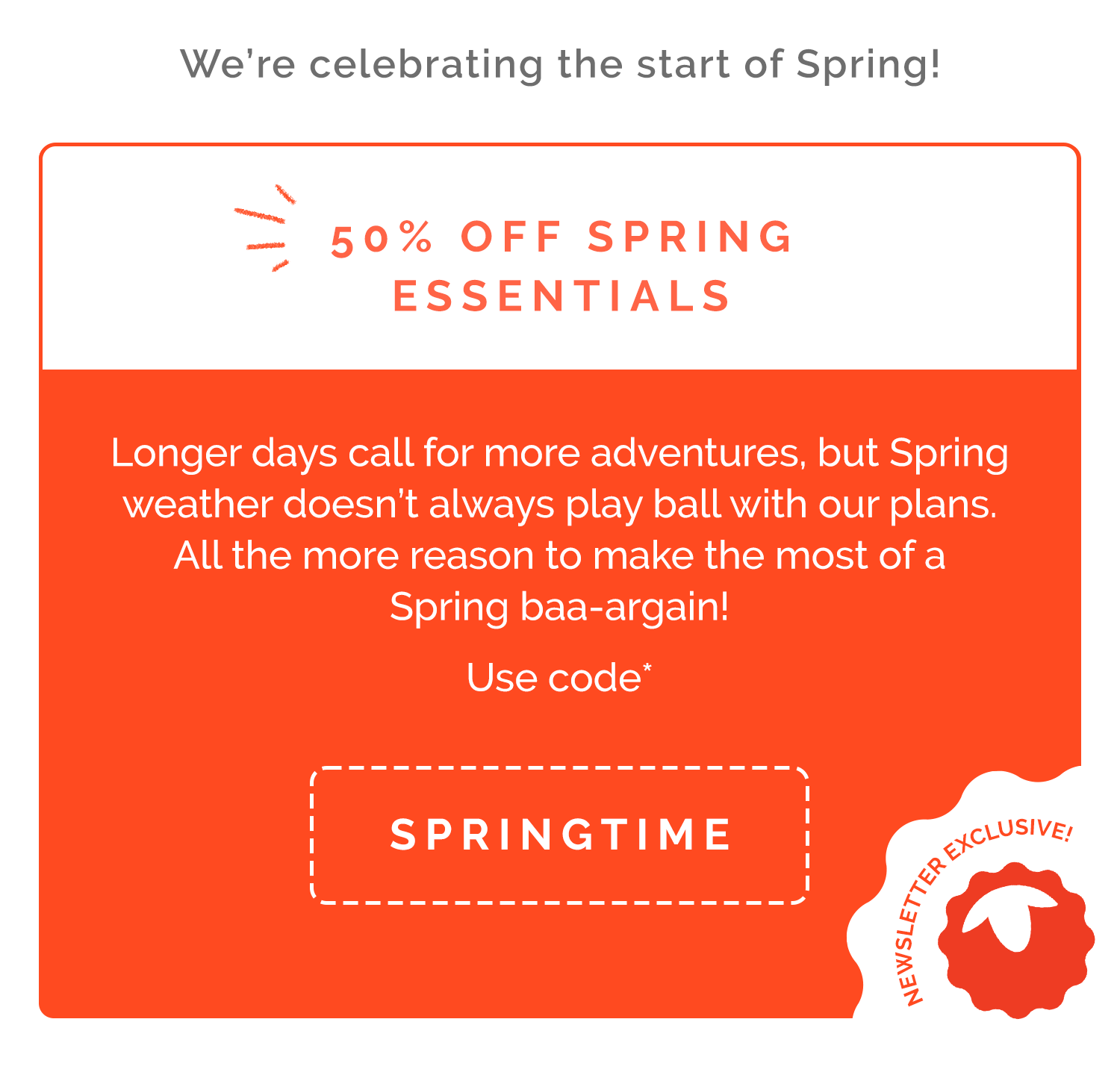 50% Off Spring Essentials