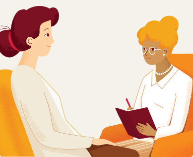 Animated patient asking nasal spray questions to healthcare provider