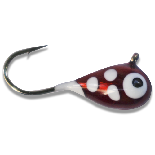 Image of MAROON RED LADY BUG GLOW SPOTS TUNGSTEN JIG