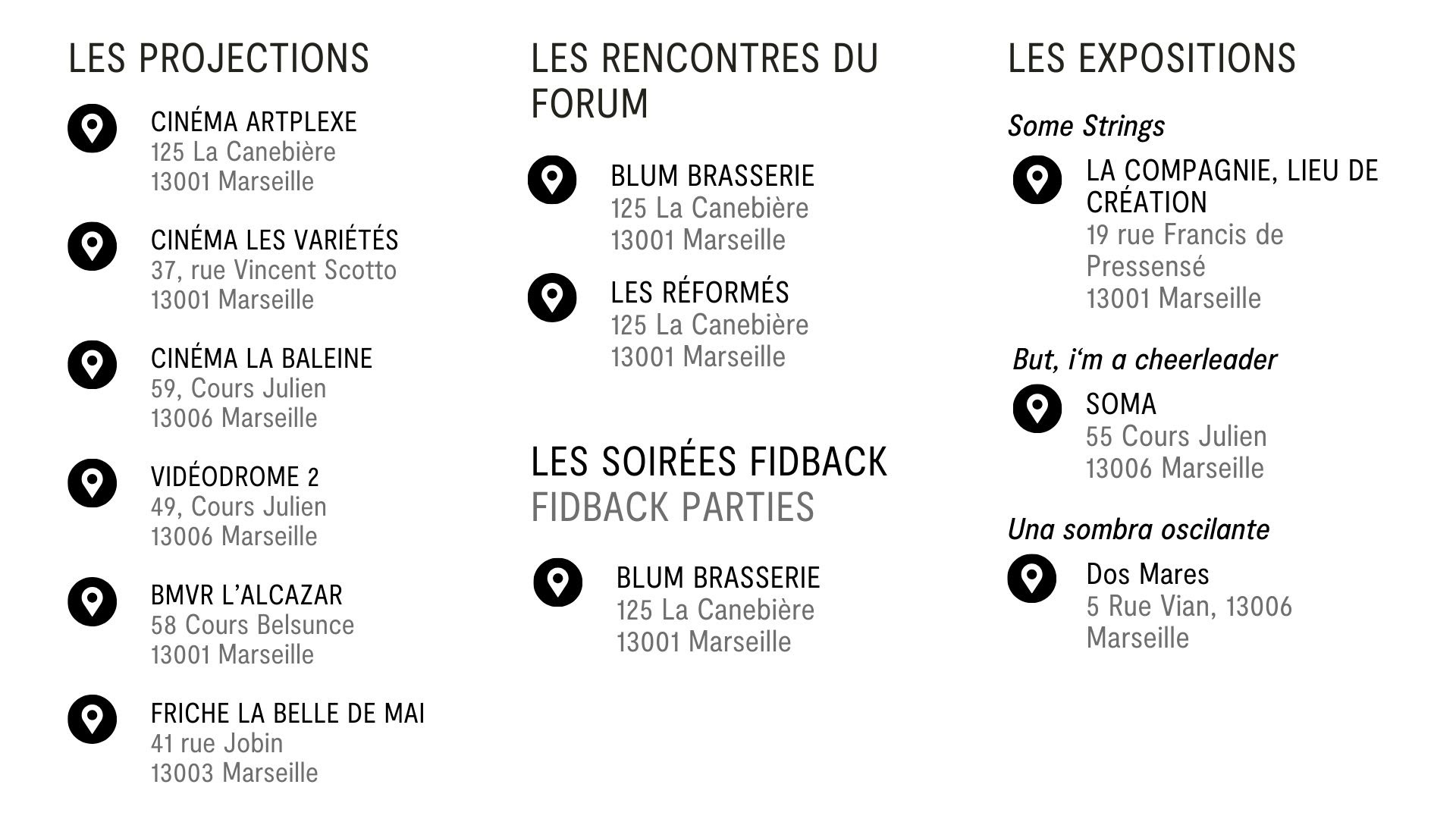 Infos pratiques - Les lieux du festival