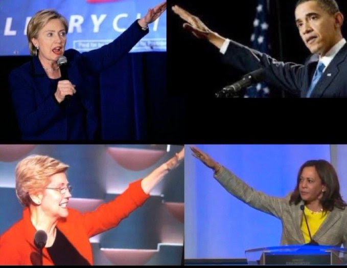 Photos of various Democrats doing Hitler salutes.