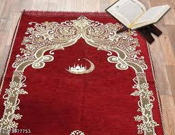 KETOSTICS® Soft Muslim Prayer Mat/Janamaz Mat, Foldable 2*4 feet (Maroon Moon)
