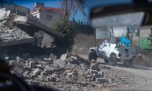 Un convoy logístico de UNIFIL cerca de Houla, Líbano, en julio de 2024.