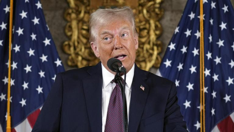 President-elect Donald Trump speaks during a news conference at Mar-a-Lago, Tuesday, Jan. 7, 2025, in Palm Beach, Fla. (AP Photo/Evan Vucci)