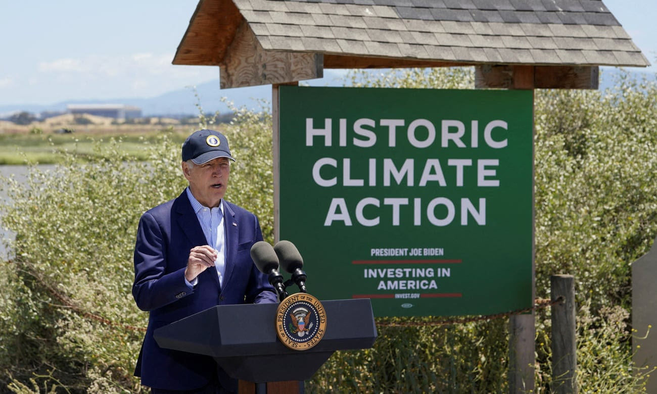 Joe Biden speaks about his administration's actions to battle climate change and protect the environment, in California