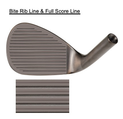 A golf club with a rib line and full score line

Description automatically generated
