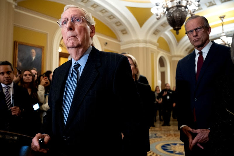 Mitch McConnell, John Thune, Nikhil Mathew, Lamp, Accessories, Glasses, People, Person, and Formal Wear