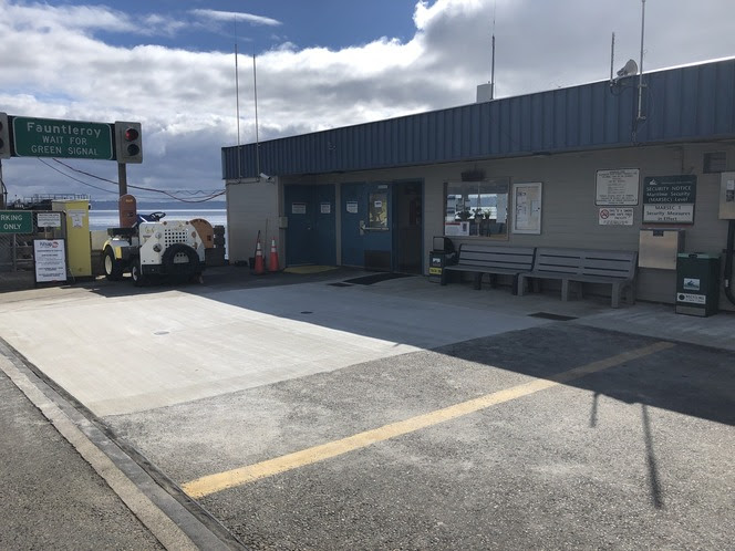 Southworth terminal building with new concrete in front of structure