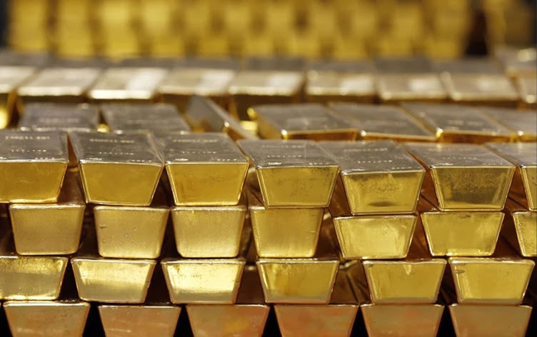Gold bars are shown stacked in a vault. File photo: AP