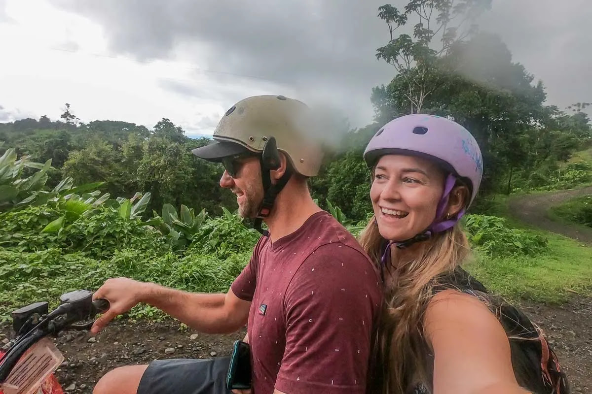 Bailey and Daniel take a selfie while ATVing in Costa Rica