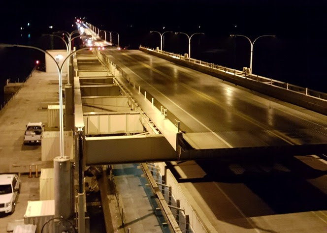 Nighttime view of Hood Canal Bridge