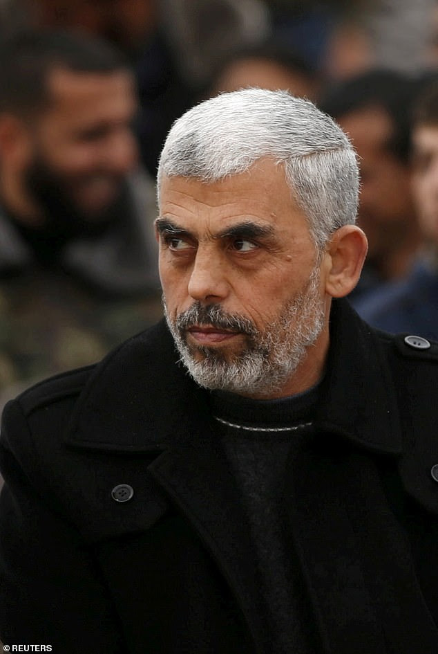 Sinwar attends a rally in Khan Younis in the southern Gaza Strip, on January 7, 2016