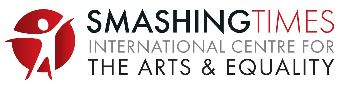 The Smashing Times Centre for the Arts and Equality logo, with a red circular symbol containing a figure with upheld arms.