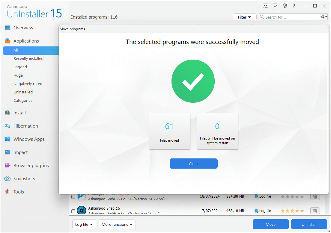 Ashampoo Uninstaller 15 Promgram removed