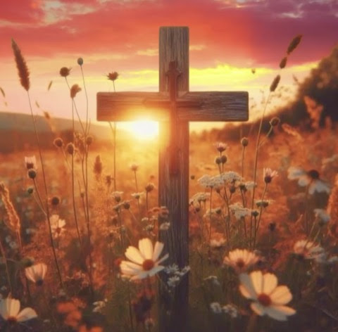 Flowers-surround-Cross