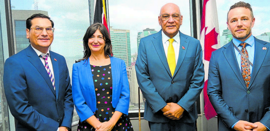 Minister of Trade, Investment and Tourism Satyakama Maharaj, second from right, with High Commissioner for Canada to T&T Michael Callan, right, Central America and the Caribbean, Global Affairs Canada director general Sylvie Bédard and Parliamentary Secretary in the Ministry of Trade Dr Colin Neil Gosine. PHOTO COURTESY MINISTRY OF TRADE, INVESTMENT AND TOURISM