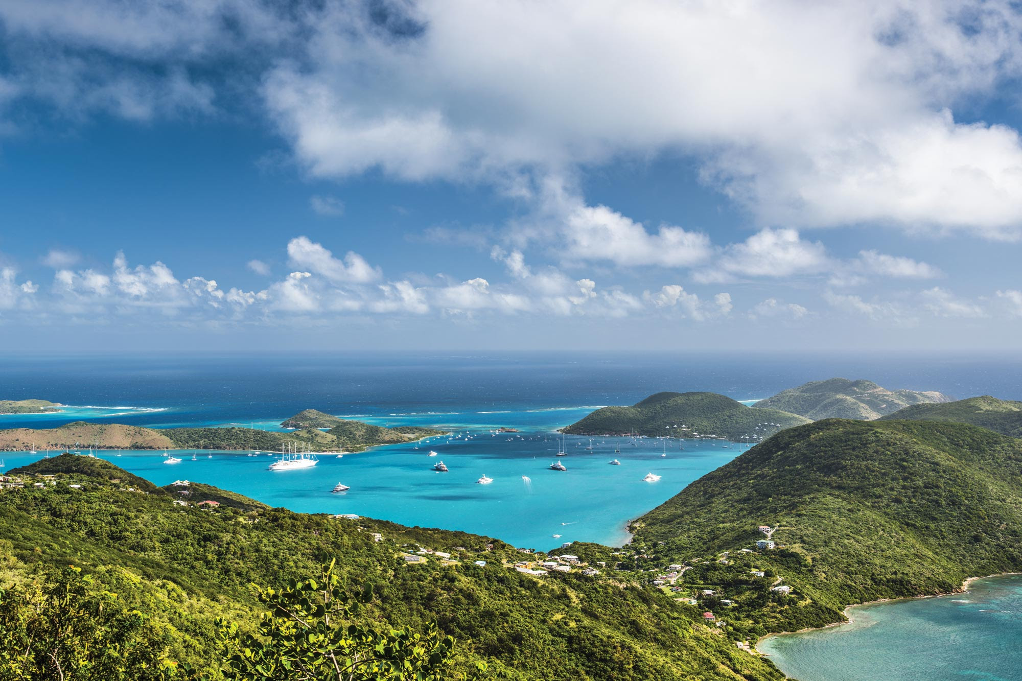 Boats in an island bay