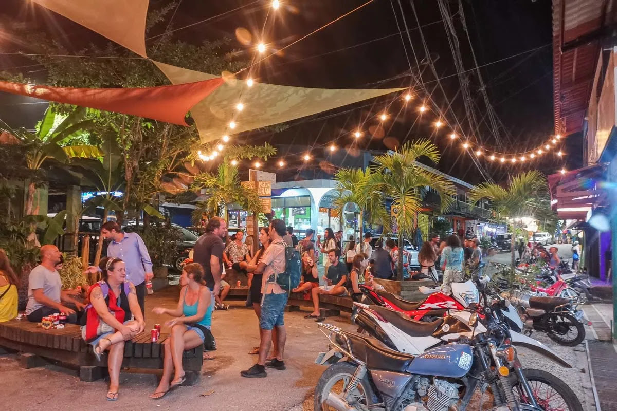 People party in the plaza in Montezuma, Costa Rica