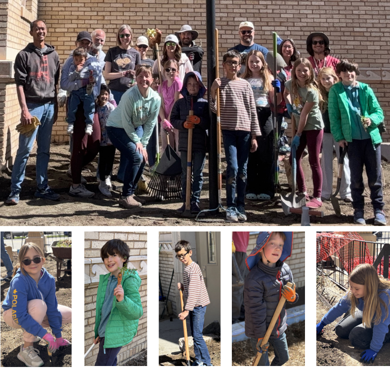 Pictures of families working in our garden