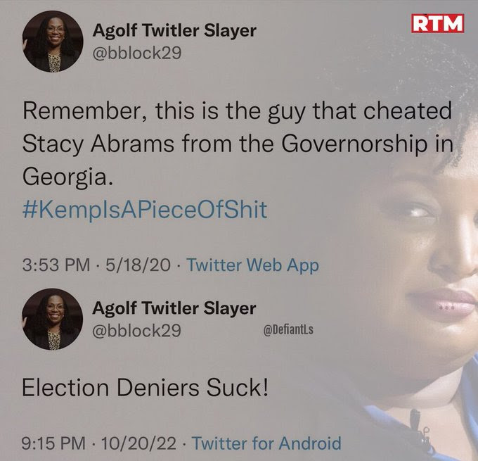 Hypocrite Agolf Slayer says election deniers suck after being one himself.