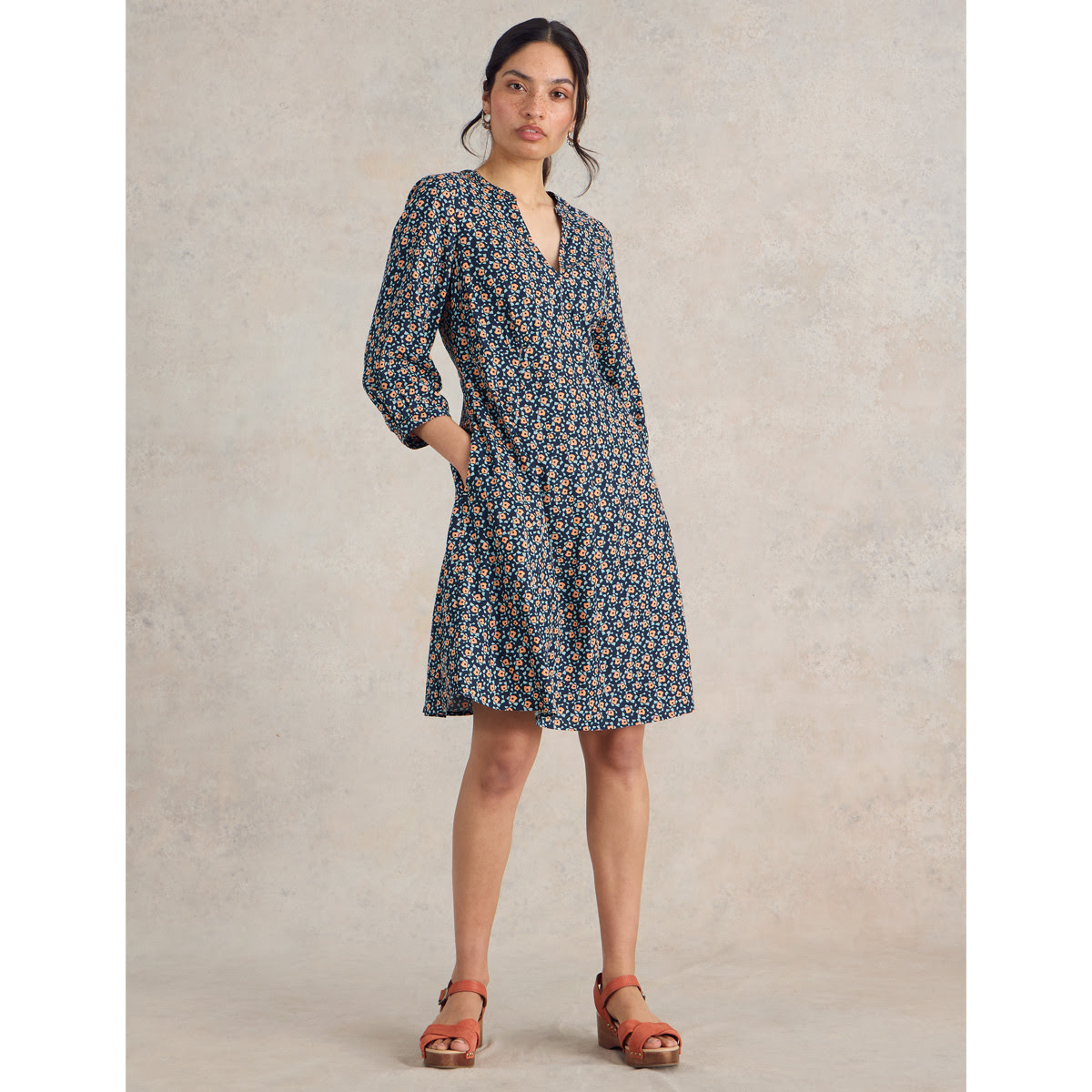 Image of Frances Dress Navy Print