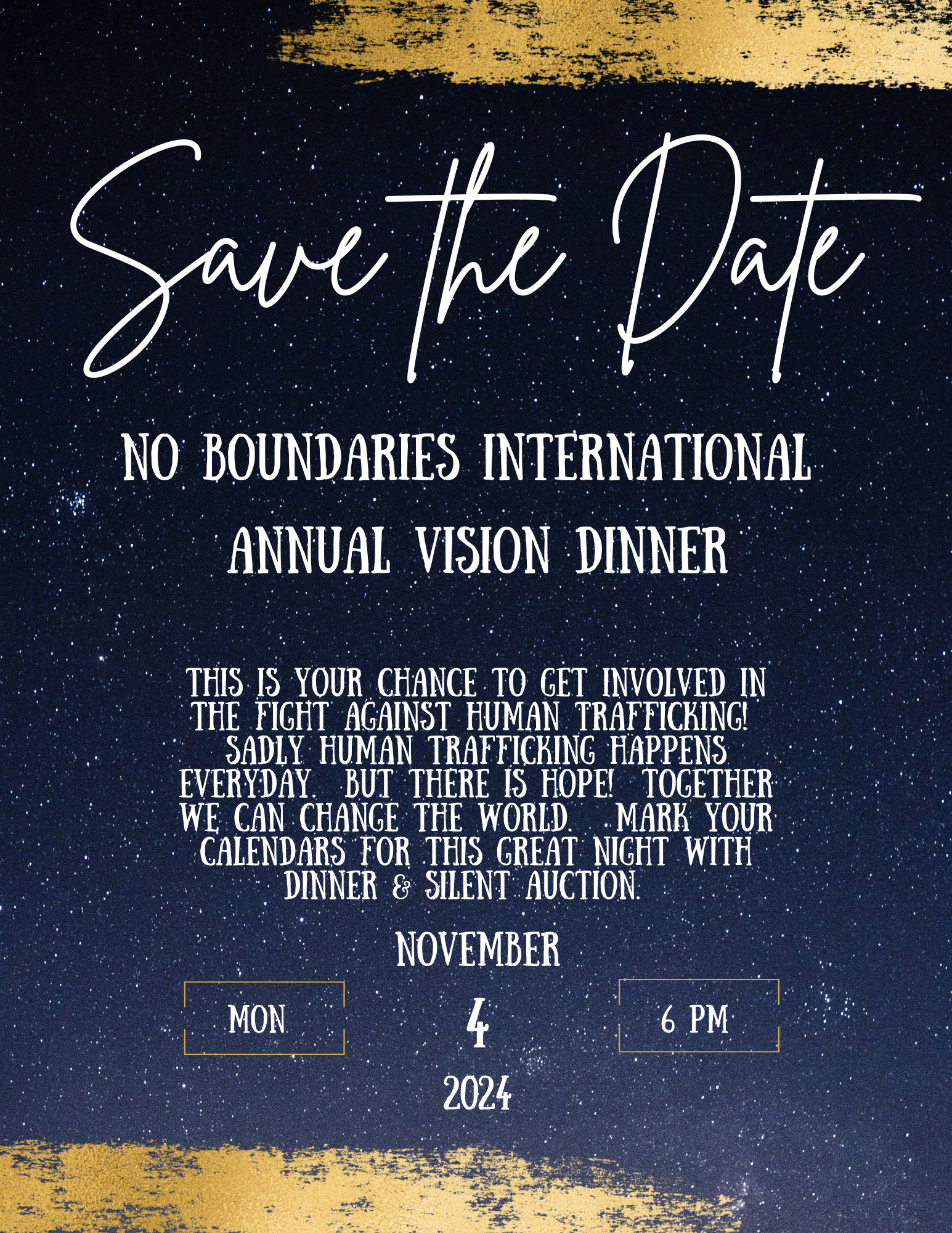 Save the Date :No Boundaries International Annual Vision Dinner @ No Boundaries International Annual Vision Dinner