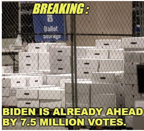 Meme saying Biden is already ahead in the voting.