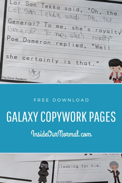 Printable Galaxy Copywork Pages