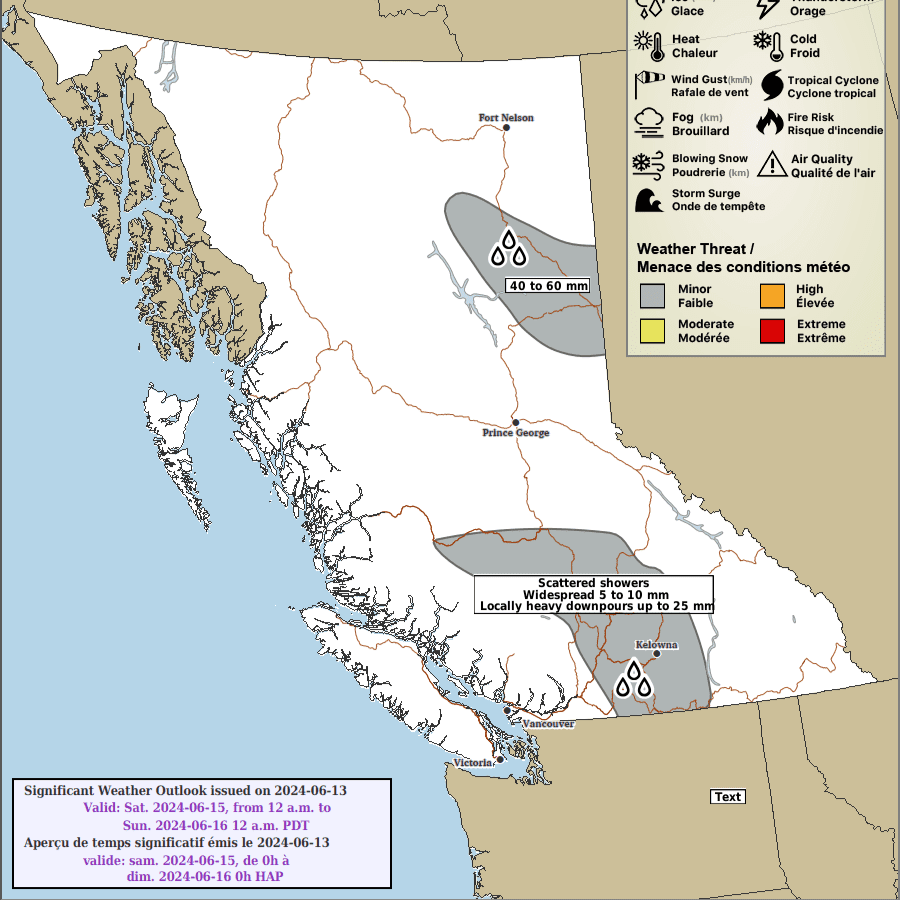  A map image of a rainfall warning map.