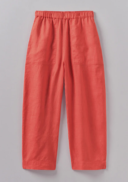 Garment Dyed Lightweight Linen Barrel Leg Trousers