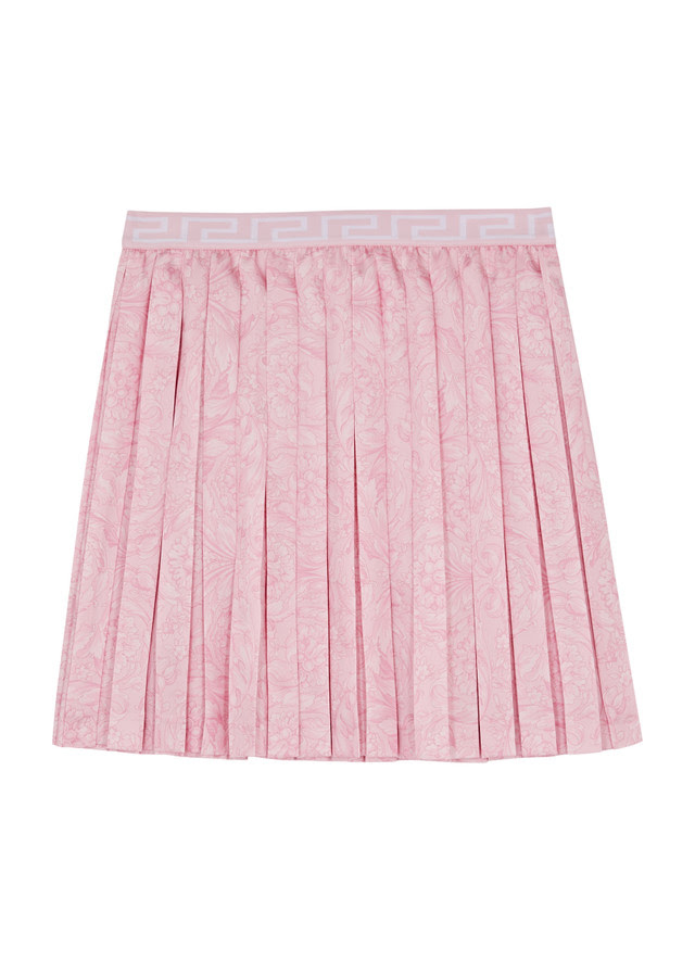 VERSACE Printed pleated satin skirt