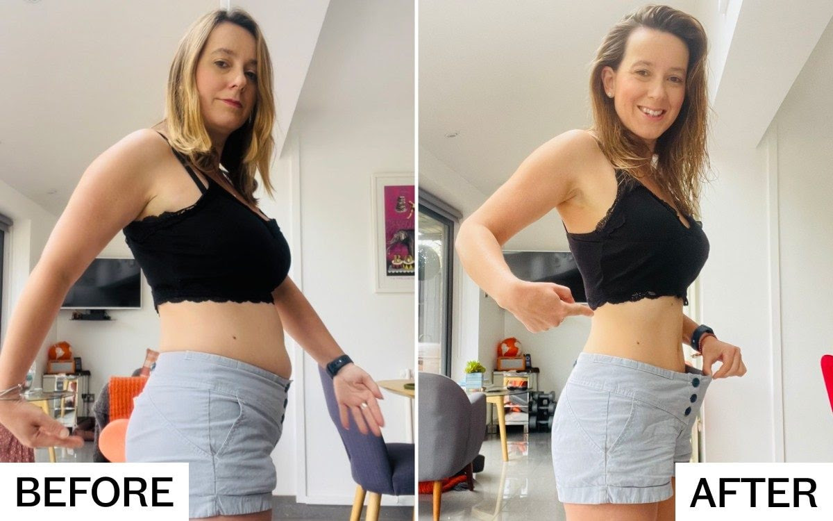 Image composite of Stefanie Calleja-Gera before and after weight loss
