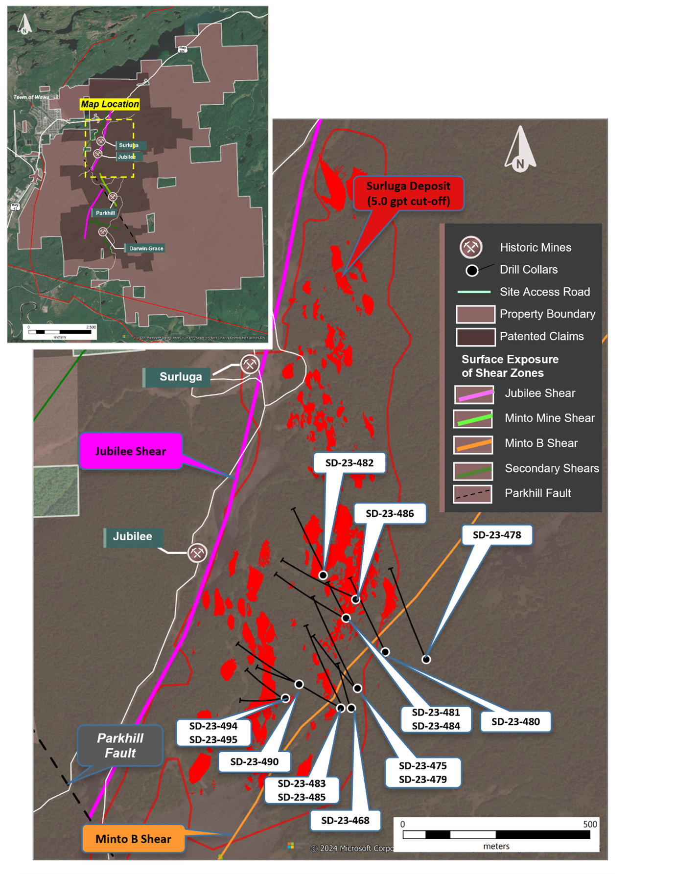 Location of Diamond Drilling Results