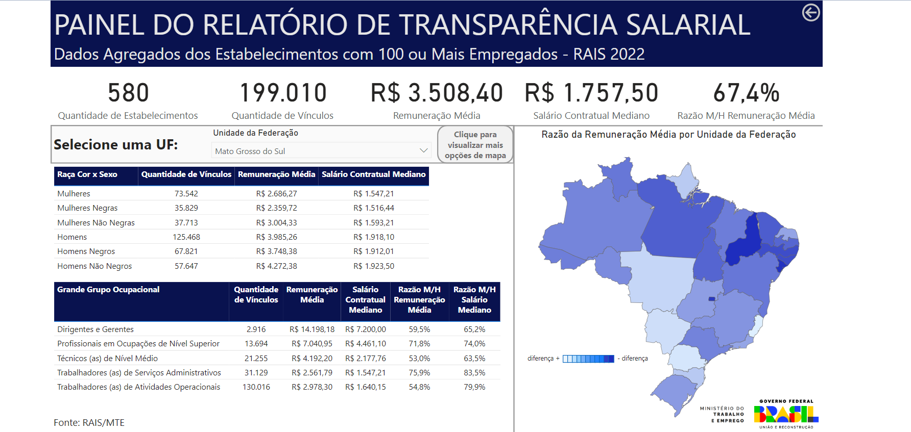 Painel do Relatório de Transparência Salarial