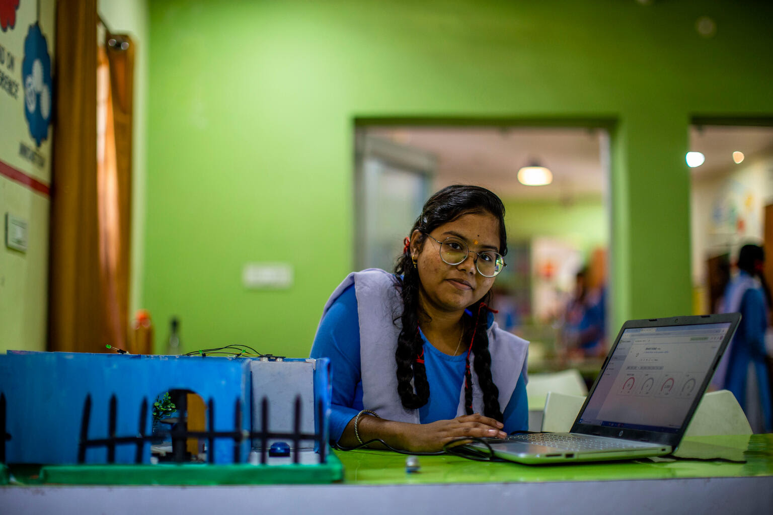 Young person using a laptop