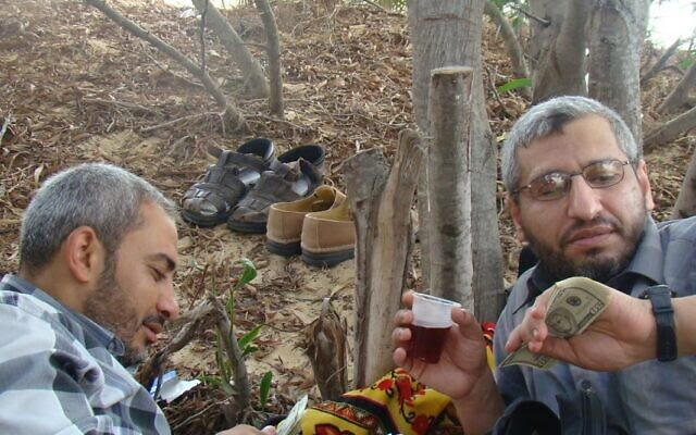 An undated photo released by the Israel Defense Forces on January 6, 2024, shows Muhammed Deif (R), the commander of the Hamas terror group's military wing. (Israel Defense Forces)