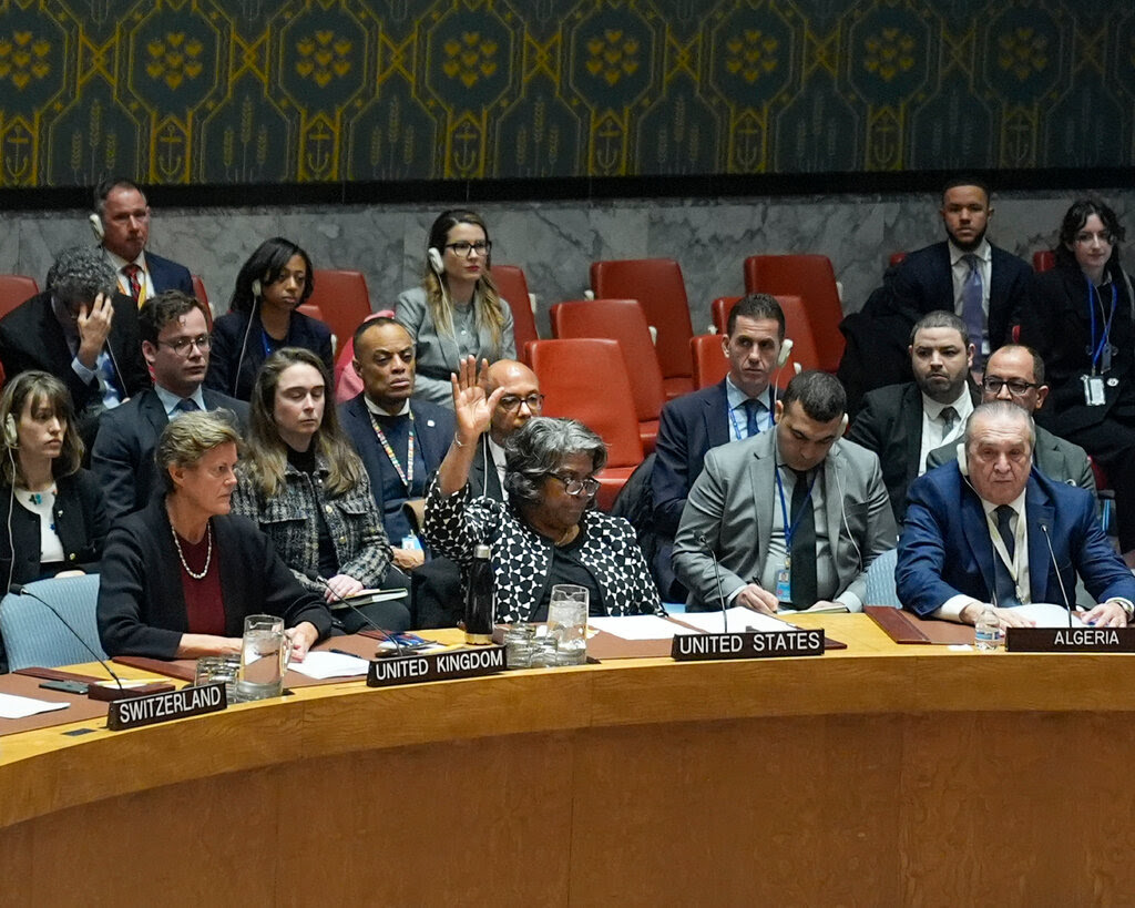 From left, U.N. Security Council members from Switzerland, the U.K., the U.S. and Algeria.